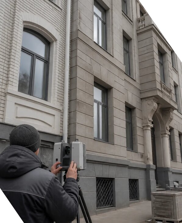 Лазерное сканирование фасадов зданий для обследования в Дальнегорске